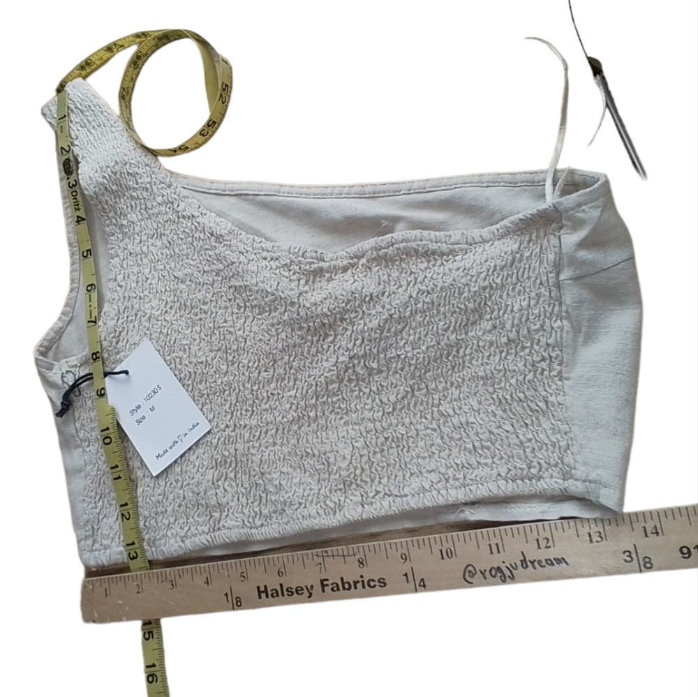 Japna One Shoulder Crop MEDIUM Beige Top NEW - Picture 7 of 11